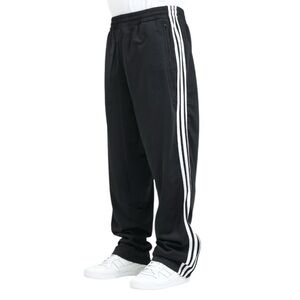 NBN Gear Big & Tall Black Track Pants White Stripes Open Zipper Hem Mens…